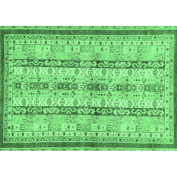 Ahgly Company Indoor Rectangle Abstract Emerald Green Modern Area Rugs, 4' x 6'