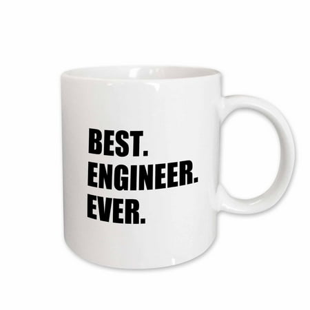

3dRose Best Engineer Ever - fun gift for engineering job - black text Ceramic Mug 15-ounce