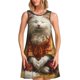 thumbnail image 1 of Disketp Haystack Meditating Cat para Vestido sin Mangas para Mujeres, Vestidos de Verano para Mujeres, Casual y Holgado para la Playa, 1 of 7