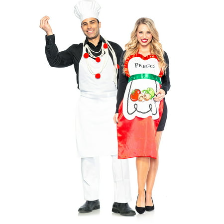 Seeing Red Pasta Chef and Prego Couples Costumes for Adults, Standard Size, Includes His and Hers Punny (Best Unique Couple Costumes)