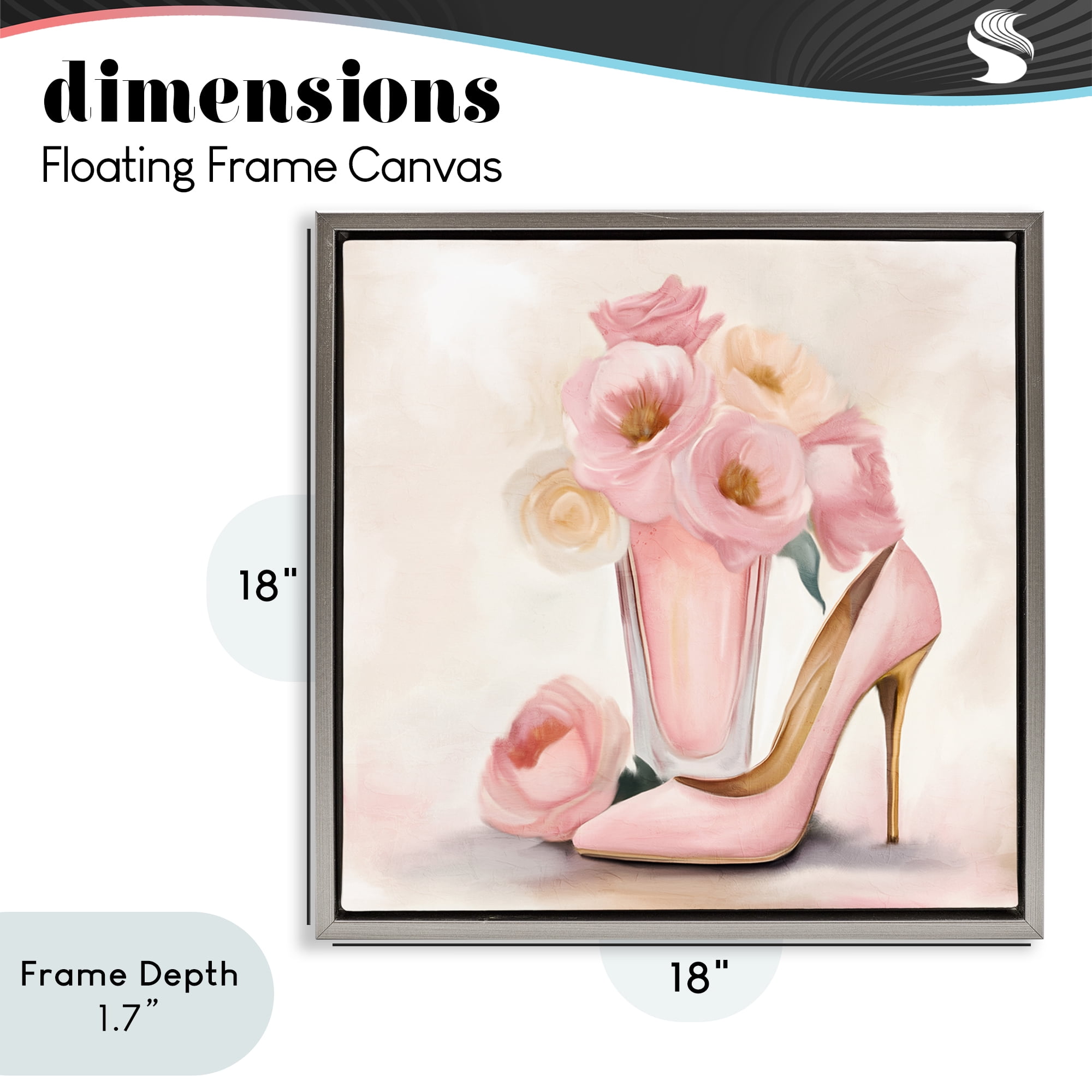 Stupell Industries Pink Beauty Bouquet Gray Framed Floater Canvas Wall Art, design by Kim Allen