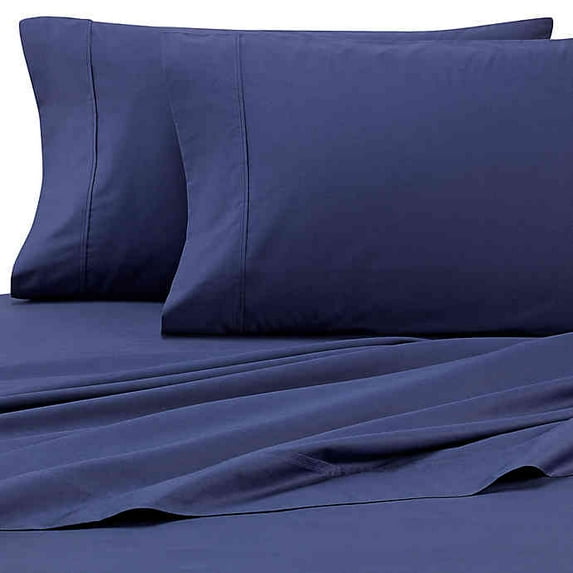 Heartland HomeGrown 325-Thread-Count Cotton Percale Twin Flat Sheet in Navy