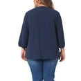thumbnail image 3 of Agnes Orinda Women's Plus Size St. Patrick's Day  Round Neck Tie Front Ruffle Chiffon Work Blouses 3X Dark Blue, 3 of 6