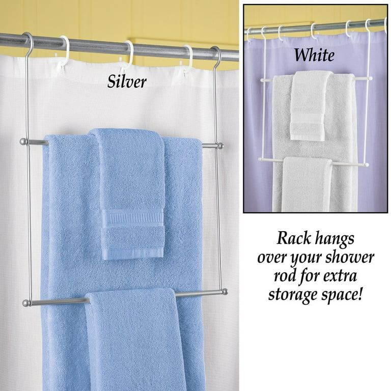 Shower curtain rod with towel bar hot sale