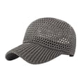 thumbnail image 2 of Knit Mesh Baseball Cap for Women Summer Yarn Trucker Hats Breathable Adjustable Foldable Sun Hat for Travel, 2 of 9