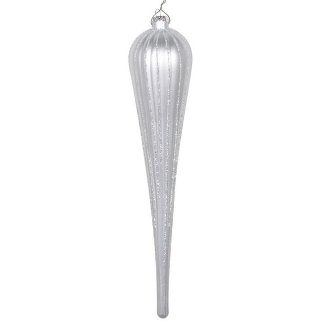Vickerman MT195007D 11 Po. Ornement Glitter Drop Argenté - 3 par Sac