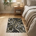 thumbnail image 3 of ODIKA 2'x3' Washable Throw Rug Bold Veined Streaks Flow Symmetrical Motif Vein Abstract Swirl Refined for Hallway, Study Room, Non-Slip Low Profile, Flatwoven, 3 of 7