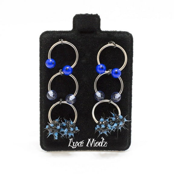 Nipple Ring Septum 6pc Circular Barbell Horseshoe Mix Blue Acrylic Balls 18G