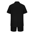 thumbnail image 4 of Fanxing 2023 Men's Short Sets Outfits: 2 Piece Beach Button Down Shirts Casual Loose Pants Short Sleeve Walking Suits, 4 of 5