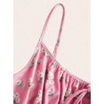 thumbnail image 5 of Hot Pink Floral Print Fit & Flare Mini Dress With Spaghetti Straps And Tie Front, 5 of 6