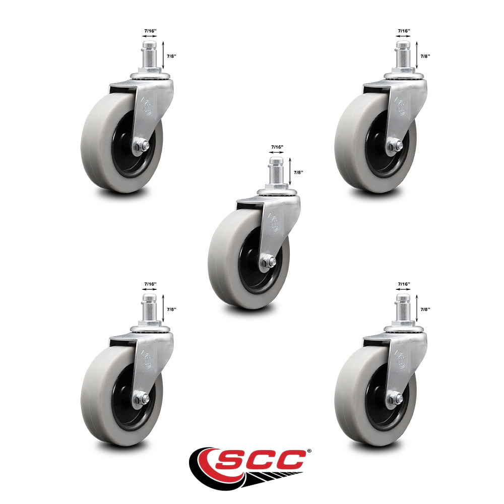 Service Caster 3 Inch Swivel Thermoplastic Rubber Casters and 7/16 x