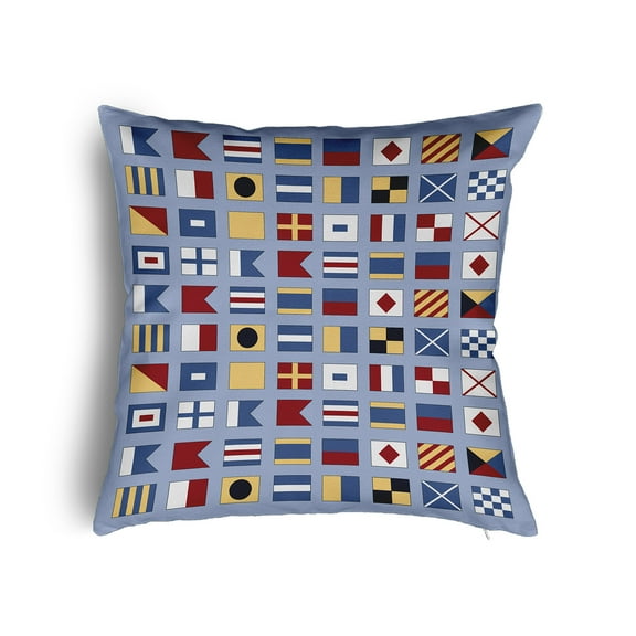 16" x 16" Simply Daisy Nautical Flags Poly Pillow with Zipper, Peri Qty 1