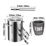 BENTISM Propane Smelting Furnace Kit with Double Burners 2700℉ Melting, 12 kg
