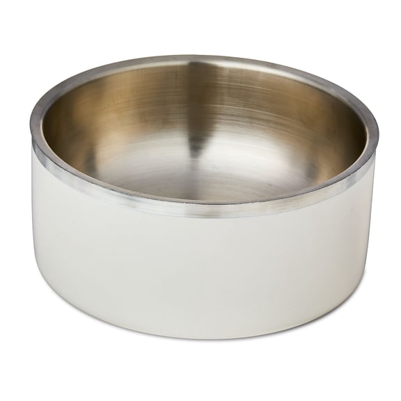 Vibrant Life Large Stainless Steel Double Wall Dog Bowl, Off-White