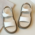 thumbnail image 4 of Wdgfv Girls Summer Sandals Soft Sole Comfortable Beach Shoes for Toddler Kids Casual Flat Open Toe Footwear White 6.5-7Years, 4 of 4