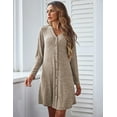 thumbnail image 3 of Oudiya Womens Button Down Night Shirt Long Sleeve Nightgowns Ribbed Knit V-Neck Sleepwear Pajama Dress, S-XXL, 3 of 6