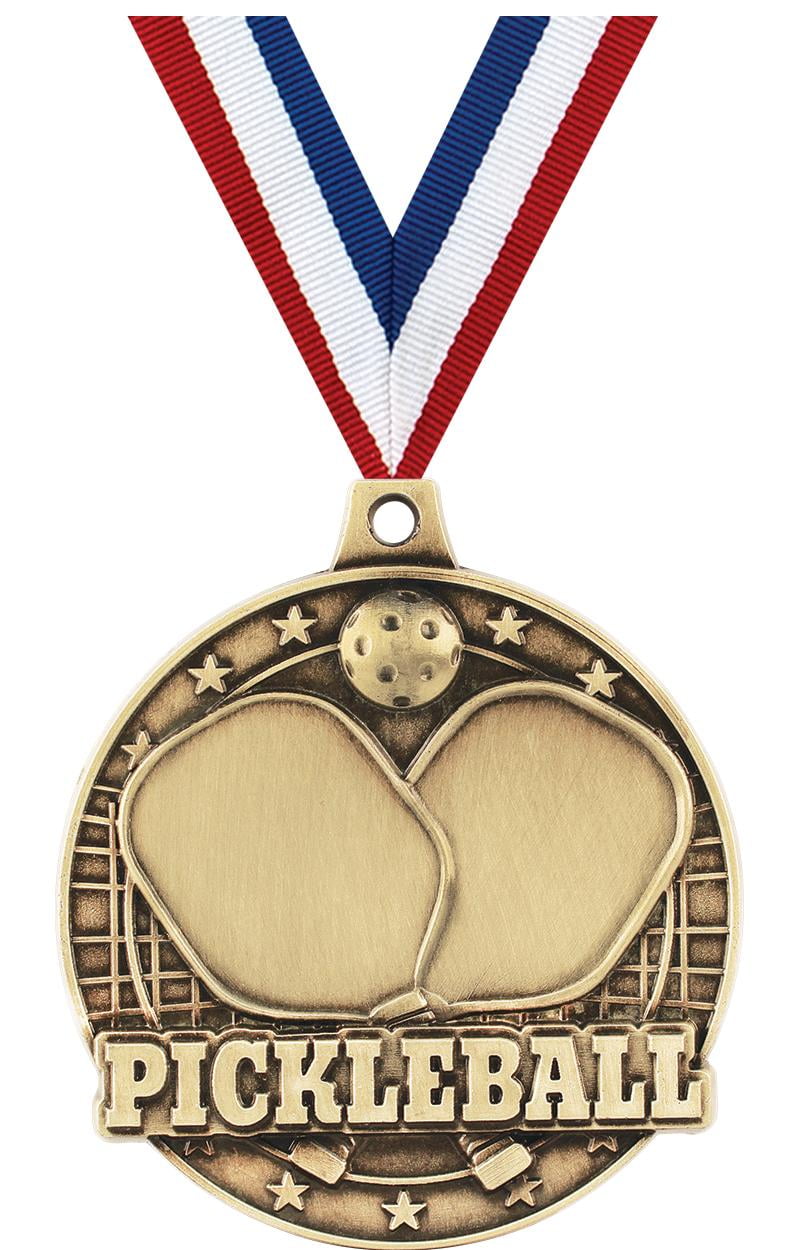 Pickleball Medals, 2" Gold Diecast Pickleball Medal Award 50 Pack