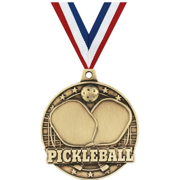 Pickleball Medals, 2" Gold Diecast Pickleball Medal Award 50 Pack