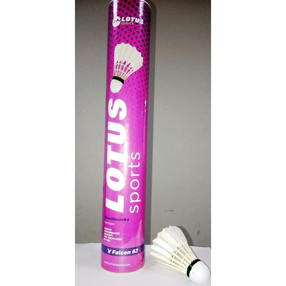 Lotus Falcon 63 Badminton Feather Shuttlecock , Good Flight And Stability | White , Pack Of 12