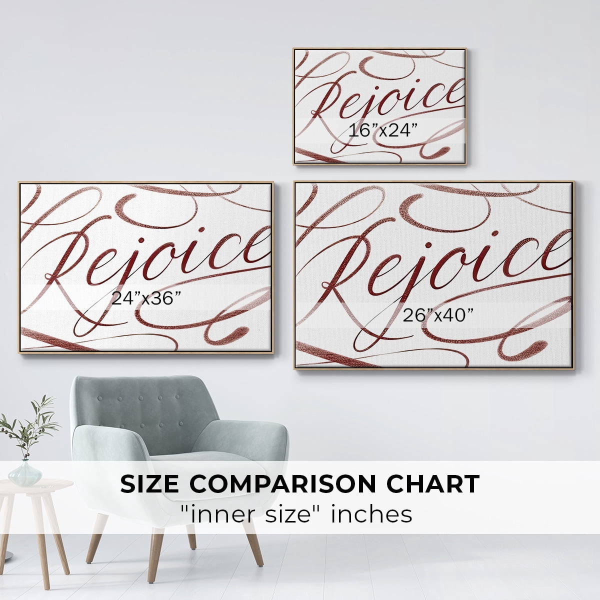Rejoice - Framed Gallery Wrapped Holiday Canvas - 25 x 37 - Natural Wood Frame