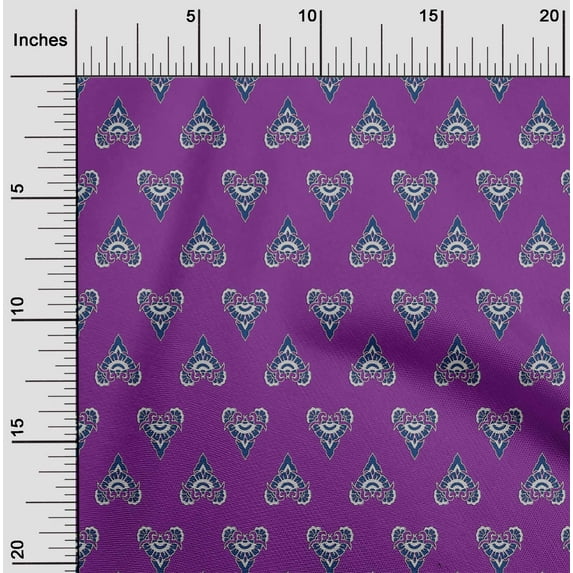oneOone Cotton Silk Fabric Floral Block Printed Fabric 1 Yard 42 Inch Wide