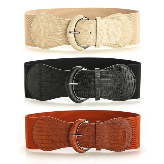 AUQ 3PCS Belt,Wild Animal Print Design Belts for Women,Stylish Leather Buckle Detail Western Outfit for Women,Multicolor1,33in