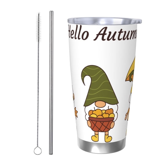 Rateoe Hello Autumn Printed Car Guy Gifts for Men Women Tumbler - 20oz/590ml Vacuum Insulated Stainless Steel Travel Tumbler Cups with Lid & Straw-Straw Two-piece Set
