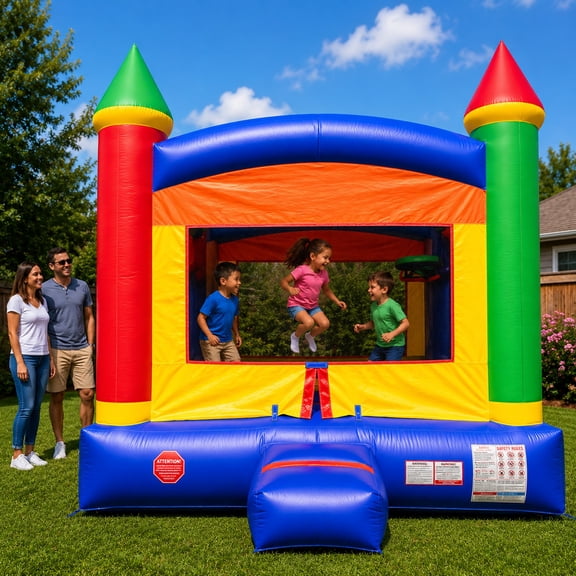 Pogo Crossover Kids Inflatable Bounce House with Blower, Sports Jumper