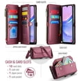 thumbnail image 3 of Dteck Crossbody Wallet Case for Samsung Galaxy A36 5G,Heavy Duty Leather Case  PU Leather Magnetic Closure Zipper Pocket Stand Cover with Shoulder Strap for Samsung Galaxy A36 5G,Winered, 3 of 8