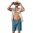 thumbnail image 6 of GENTS BLISS Cargo Men Linen Shorts Elastic Waist Drawstring Shorts for Men Summer Beach Shorts with Pockets, 6 of 10