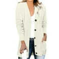 thumbnail image 4 of IROINNID Faux Fur Coat for Women Knitted Fall and Winter Front Open Button Down Cardigans Leisure Long Sweater Basic Cardigan with Pocket,Beige, 4 of 5