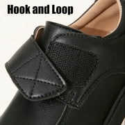 Boy School Shoes Kids Oxford School Uniform Loafer Girls Church Dress Shoes Black Leather Hook and Loop Comfort Boys Tainers Size 1 Little Kid Black 32