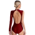 thumbnail image 2 of inhzoy Asymmetric Leotards for Women Shiny Rhinestone Gymnastics Dance Bodysuit Burgundy XXL, 2 of 7