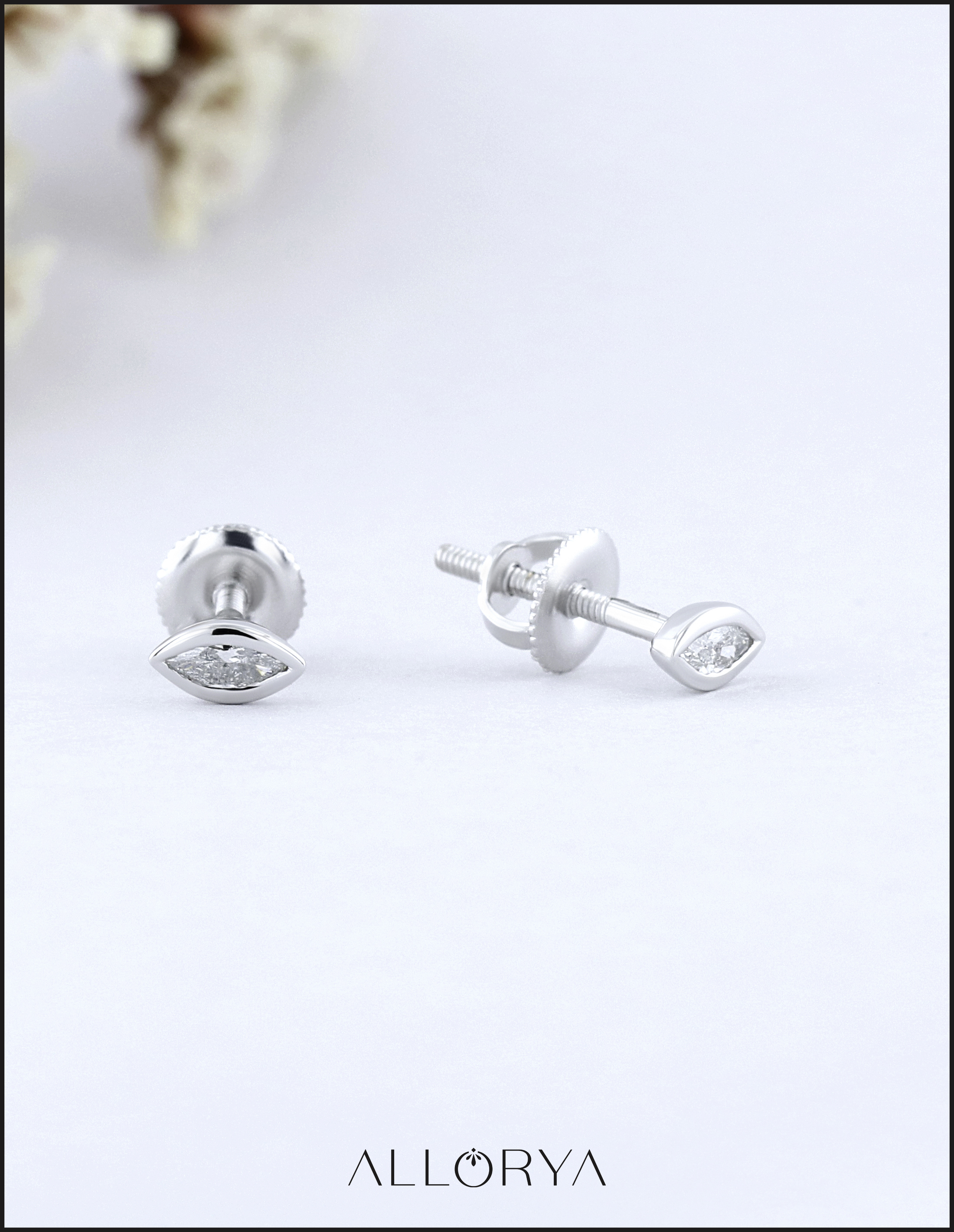 Dazzlingrock Collection 0.25 Carat Marquise Lab Grown White Diamond Bezel Set Solitaire Classic Stud Earrings for Her in 925 Sterling Silver in Screw Back