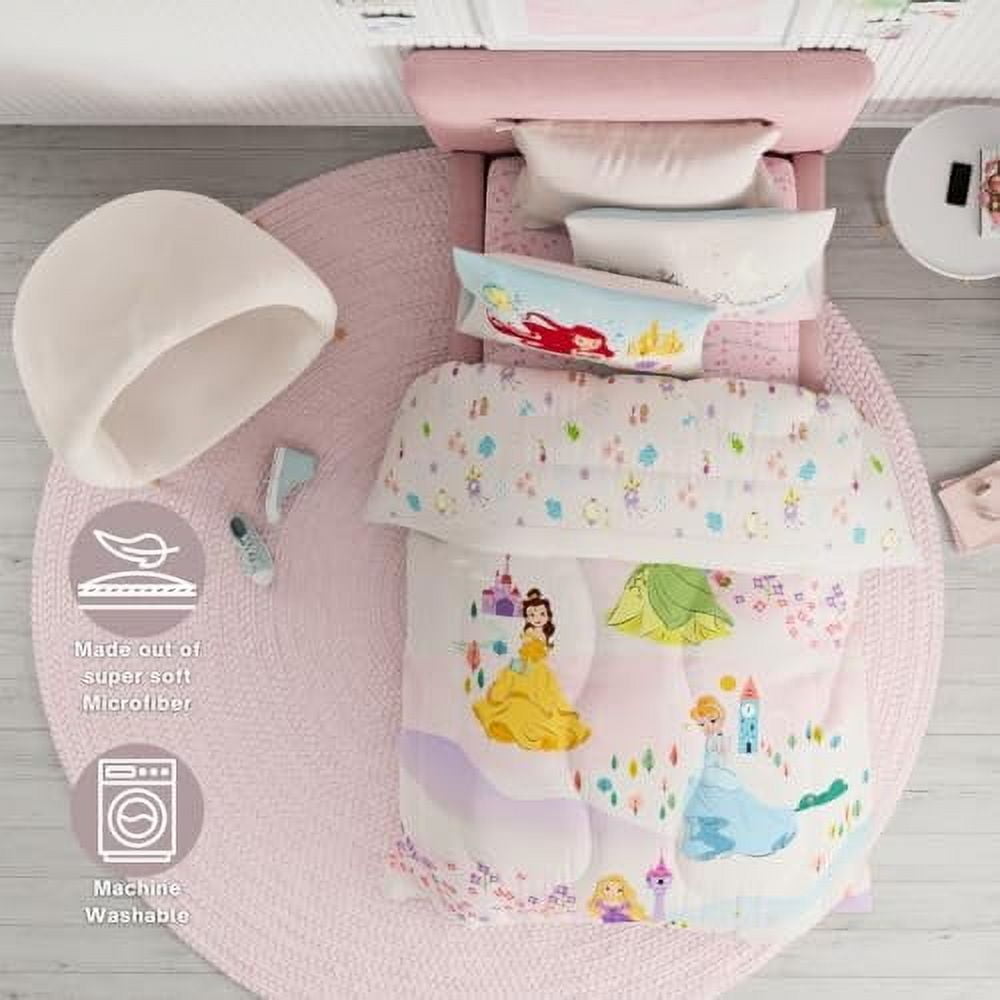 Franco Disney Princess Kids Bedding Twin Comforter and Sheets, 4 Piece Set
