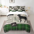 thumbnail image 3 of Homewish Magic Moose Deer Twin Bedding Sets 7-Piece, Woodland Wildlife Bedding Comforter Set, Rustic Adventure Reversible Sheet Sets, Microfiber Bedroom Decor, 3 of 8