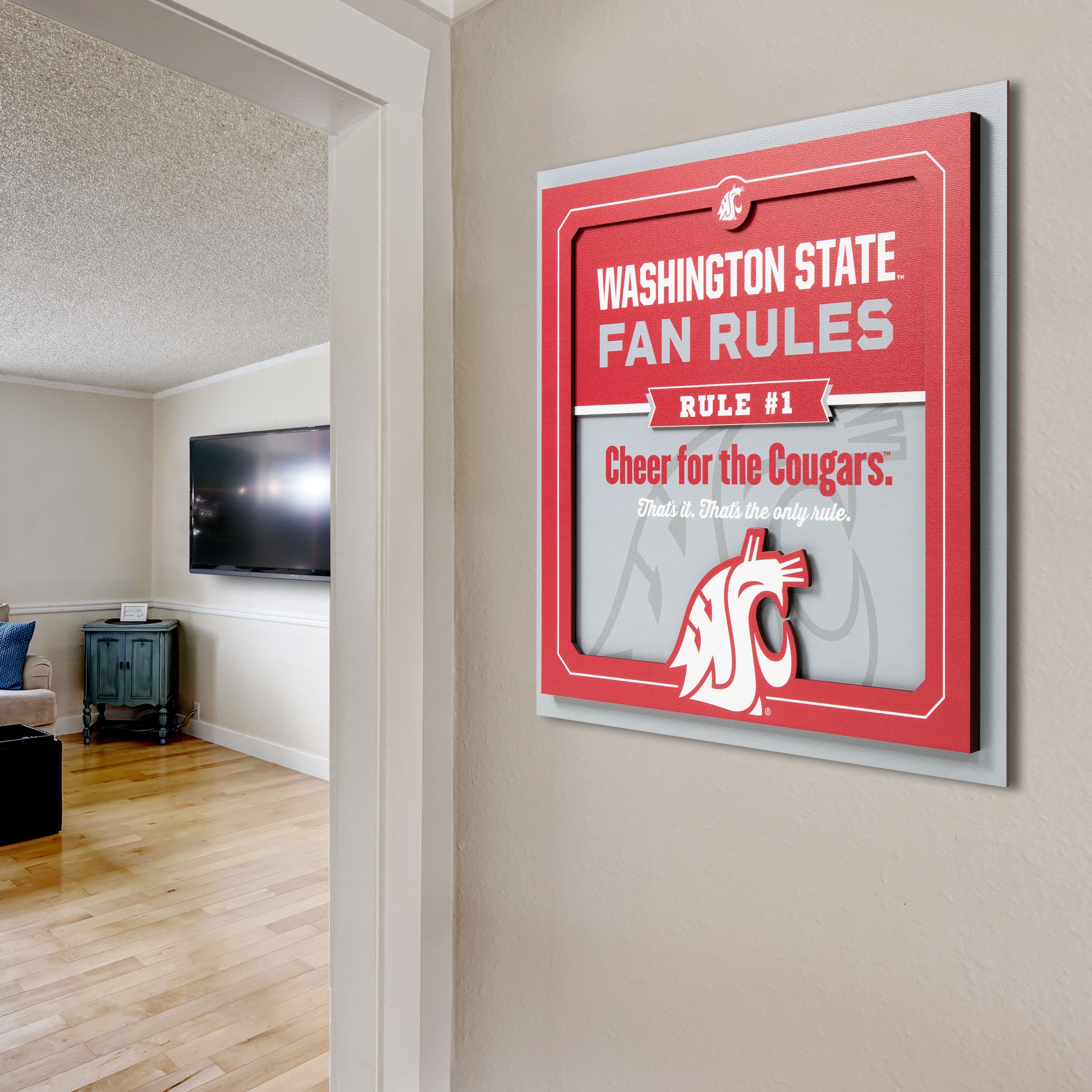 YouTheFan NCAA Washington State Cougars Fan Rules 3D Wall Art