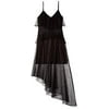 Avec Les Filles Womens Studded Dress with Asymmetrical Hem, Black/Gold, 4