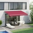 thumbnail image 2 of Outdoor Umbrellas, 13' x 8' Retractable Awning, Patio Awnings, Sunshade Shelter w/ Manual Crank Handle, UV & Water-Resistant Fabric and Aluminum Frame for Deck, Balcony, Yard, Wine Red, 2 of 9