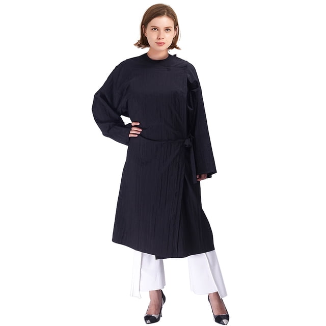 TOPTIE Peignoirs de Salon de Beauté Robe Client Unisexe, Fermeture avant Réglable, Léger, Imperméable-Noir