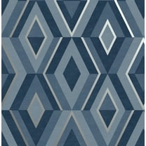 Fine Decor Shard Blue Geometric Unpasted Paper Wallpaper, 20.5-in by 33-ft, 56.4 sq. ft.