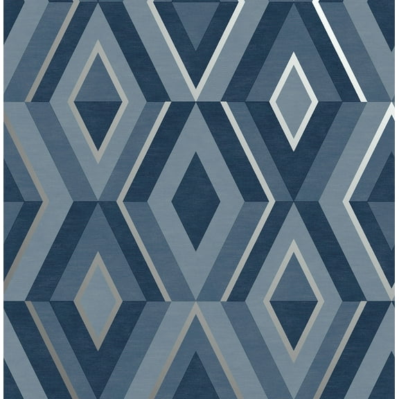 Fine Decor Shard Blue Geometric Unpasted Paper Wallpaper, 20.5-in by 33-ft, 56.4 sq. ft.