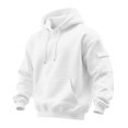thumbnail image 4 of Hoodies for Men Oversized Fleece Lined Sweatshirt Drawstring Casual Hoodie Fall Hooded Pullover with Arm Pocket White XL, 4 of 6