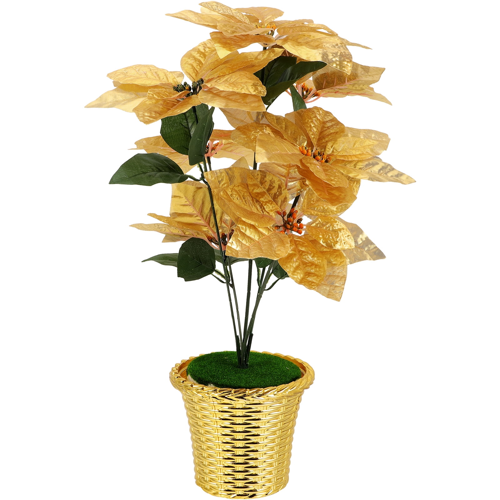 Christmas Artificial Flower Decor Party Ornament Xmas Potted Poinsettia Bonsai