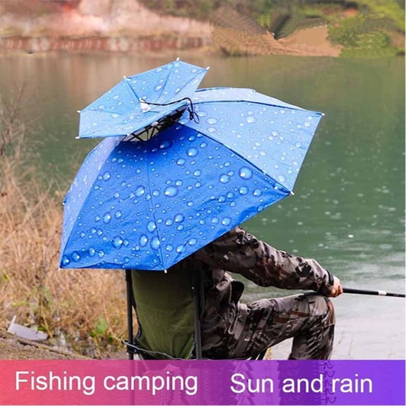 Umbrella Hat, Folding Adjustable Sun Rain Cap, 30 Inch Oversize Hands Free Umbrella, Waterproof Headwear for Fishing, Gardening, Golf, Sunshade, Outdoor