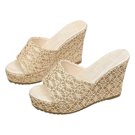 

Summer Saving Clearance! Kukoosong Sandals Fashion Open Toe Platform Sandals Wedge Sandals for Women Gold 38