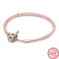 thumbnail image 2 of New Sterling Silver Crown Heart T-Bar Padlock Shiny Clasp Snake Chain Rose Gold Charms Bracelet DIY Making Luxury Jewelry, 2 of 5