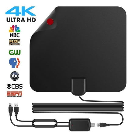 - 2019 Newest HDTV Antenna, Digital Indoor TV Antenna Amplified 60-80 Miles Range 4K VHF UHF 1080P Freeview for Life Local Channels & Programming w/ Detachable Amplifier Signal Booster 13ft Coax Cable