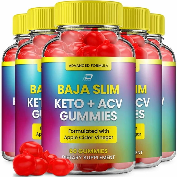 Baja Slim Keto ACV Gummies - Baja Slim ACV Gummies Dietary Supplement, Vitamin B12 B6 Reviews, 5 Pack, 300 Gummies