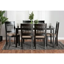 Baxton Studio Genesis Beige Fabric and Dark Brown Wood 7-Piece Dining Set